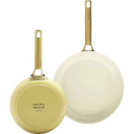 GreenPan CC008486-001 Padova Reserve Set di 2 Padelle 20 + 26 cm Rivestimento Antiaderente in Ceramica Rinforzato con Diamanti Acciaio Inox Fino a 200 °C Induzione colore Giallo
