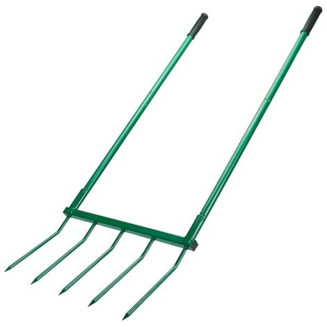 Fourche à bêcher à 5 dents, fourche large de 50 cm, longueur des dents : 30 cm, fourche de jardin robuste en acier à 5 dents en forme de U pour ameublir en profondeur et aérer la terre du jardin (1/5)