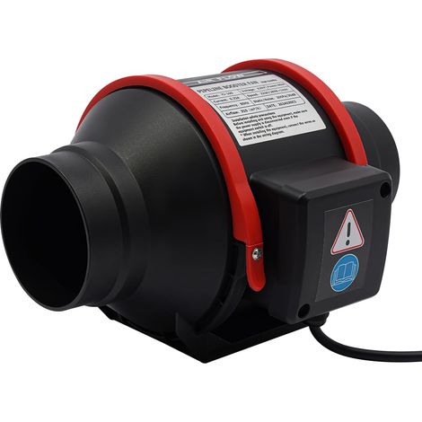Rohrventilator Gebläse 100mm Regelbar motor 40W Abluftventilator 310m ³/h, Belüftung und Abluftgebläse, mit EU-Stecker und Fernbedienungen, für Bad, WC, Küche, Gewächshaus, Zelt, Garage (Schwarz)