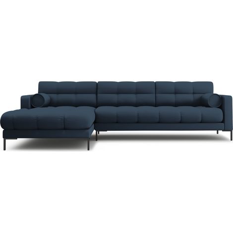 Canapé d'angle gauche 5 places en tissu structurel bleu (1/5)