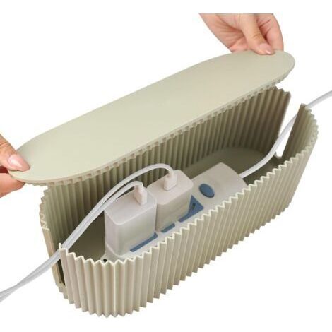 Boîte de Gestion des Câbles, Organisateur avec Couvercle Cache Câbles Élégant pour Multiprises et Rangement. (1/5)