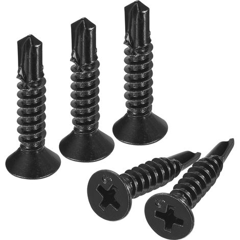 50pcs 10 x 1" Feuille Métal Vis Noir Oxyde 410 Inox Acier (1/5)