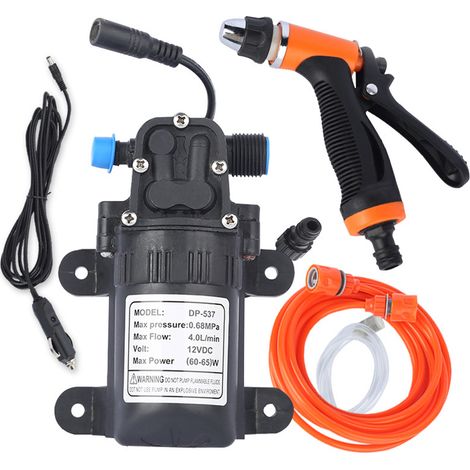 Kit de lavage haute pression : pompe électrique 12 V, pulvérisateur à 2 modes, câble d’alimentation et tuyau. (1/5)