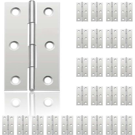 24Pcs Petit Charnières pour Portes, Charnière Inox, DIY Charnières de Portes pour Porte Placard Charnière Piano Boîtes à bijoux La Maison Meubles Matériel Armoire(44mm32mm) (1/4)