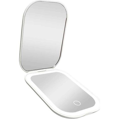 Miroir de Poche Double Face Éclairage LED Intégré Compact Portable Rechargeable USB (1/5)