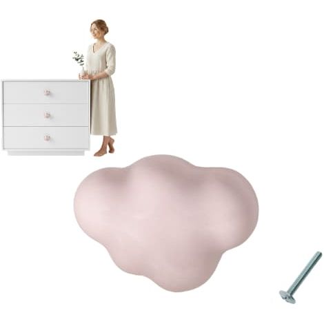 POIGNÉE DE MEUBLES NUAGE POUR ENFANTS, bouton de meuble, nuage, ROSE, porcelaine (1/5)
