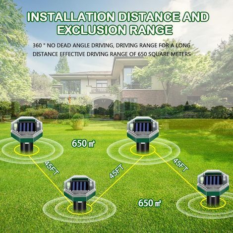 Répulsif Chat Ultrason. 4 pcs Répulsif pour Chats Solaire.Répulsif Chat Exterieur 360 °.pour Jardin. Chats Chiens Souris Ratons (1/2)