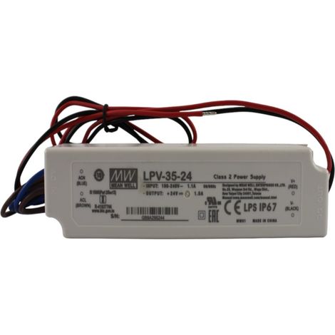 Alimentatore Trasformatore CV MW MEAN WELL Impermeabile IP67 24V 35W 1,5A LPV-35-24 Input 220V e 110V (1/3)