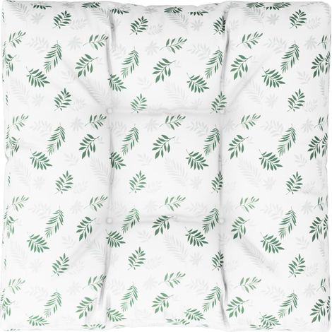 vidaXL Coussin de palette motif de feuilles 70x70x12 cm tissu