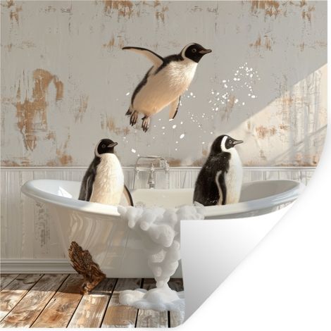 ADHESIVO DE PARED Vintage - Pingüino - Bañera - Espuma 50x50 (1/5)