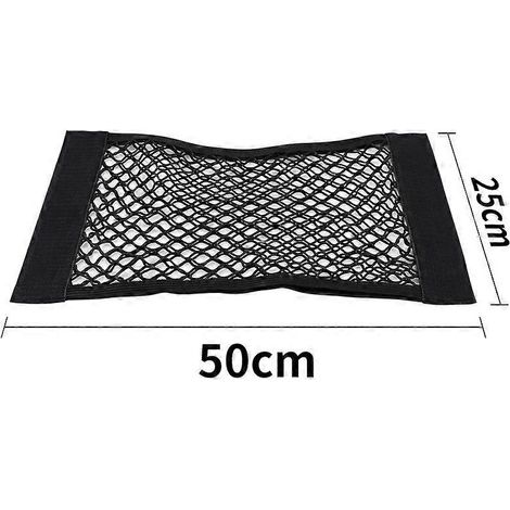 Filet de rangement pour coffre de voiture, avec cordon élastique et fermeture auto-agrippante, accessoire universel pour voiture, boîte de rangement intérieure (50 x 25 cm)