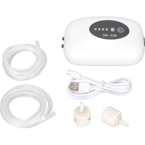 Pompe à air portable pour aquarium, étanche à la poussière, port USB, silencieuse, rechargeable, double mode, SB-228, double orifice (1/5)