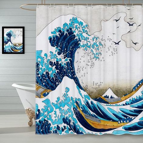 Tenda da doccia, antimuffa, impermeabile, tenda da bagno, anelli inclusi, fantasia stampata, poliestere, 180 x 180 cm, colorata (1/5)