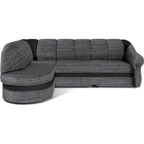 Canapé d'angle gauche convertible BENANA 250 cm gris et noir avec coffre