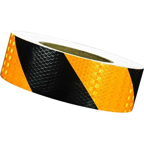 Cinta de advertencia amarilla y negra 5 cm x 2500 cm, 1 rollo de cinta de seguridad reflectante en sarga, adhesiva, cinta de advertencia (1/5)