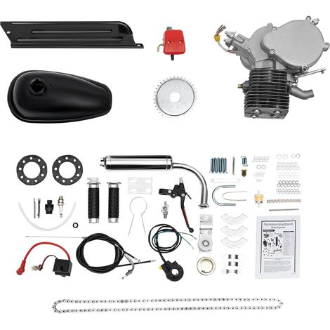 100ccm Fahrrad Motor Kit 2 Takt Benzinmotor für Fahrrad mit CDI Zündung, Fahrradmotor Benzin Motor für 26/28 Zoll Fahrräder, 45 km/h, 2L Tank (44 Zähne)