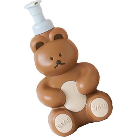 Pompe à savon mousse en forme d'ours, grande capacité, idéale pour le visage, le corps et les mains, marron chocolat. (1/5)