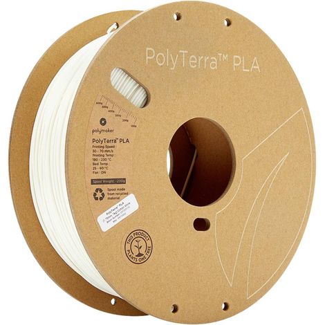 Polymaker 70822 PolyTerra PLA Filamento per stampante 3D Plastica PLA contenuto di plastica ridotto 1.75 mm 1000 g Bian
