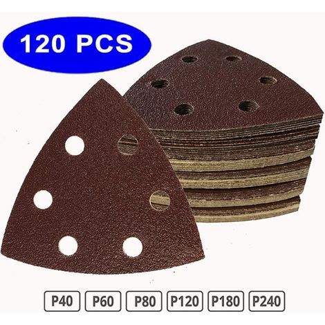 Papier Abrasif - Non spécifié - 120 pcs - Oxyde d\'aluminium - 90mm - 6 trous d\'aspiration (1/4)