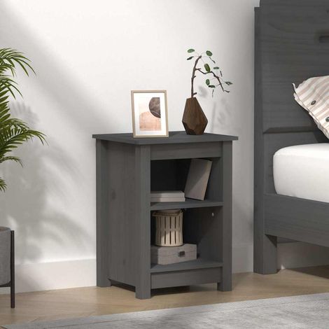 Table de chevet flottante-Table de nuit Gris 40x35x55 cm Bois de pin solide 615922 (1/5)