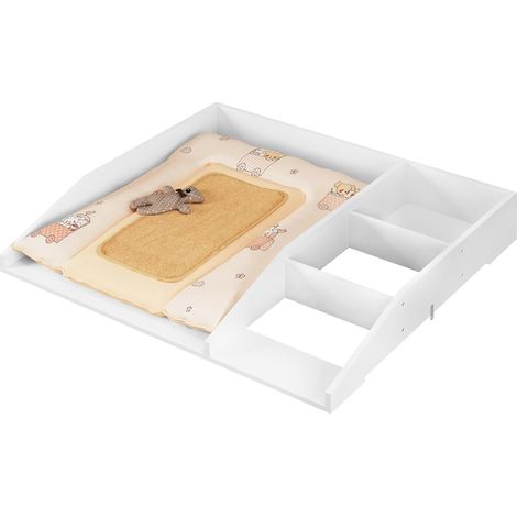 Woltu – Table à langer amovible 80 x 74,5 x 13,5 cm – MDF E1 blanc – Sangle anti-basculement – Casier de rangement pour produits bébé