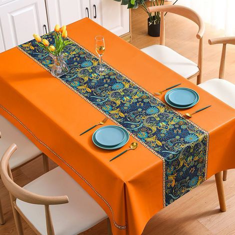 Mantel de vinilo impermeable, mantel de plástico resistente a salpicaduras y aceite. (1/5)
