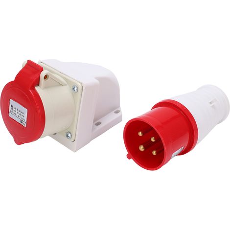 Prise industrielle 380415V 32A 4 broches 3P+T IP44 étanche, montage en surface pour chantiers de construction (1/5)