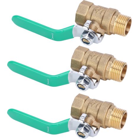 Robinet d'Arrêt à Bille 1/2" Laiton Épais - 3 Pièces avec Filetage Mâle/Femelle pour Installation Eau (1/5)
