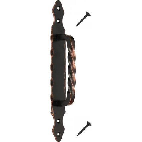 Poignée de tirage pour meubles, tiroirs, portes, portails, en cuivre noir forgé, 290 mm (1/5)