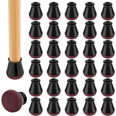 Protectores redondos patas sillas, tamaño S (14-20 mm), 32 unidades, Protectores silicona fieltro patas sillas, Protección antiarañazos suelos (1/5)