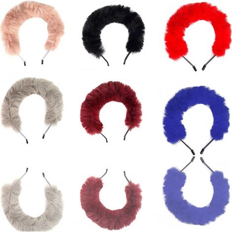 TRADE SHOP - Cerchietto Frontino Fascia Pelliccia Peluche A04 Bambina Ragazza Ferma Capelli -