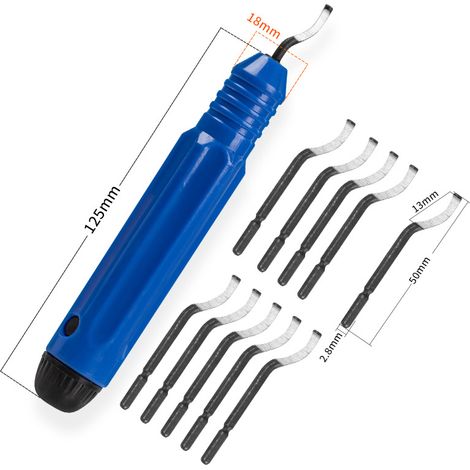 Entgratwerkzeug mit 11 Klingen, 360° drehbare Entgratklingen, praktischer Gratentferner für Aluminium, Kupfer, Metall und Kunststoff