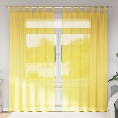 Voile Vorhänge mit Schlaufen 2 Stk. Gelb 140x245 cm