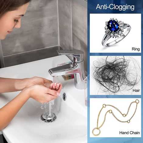 Bouchon de baignoire en laiton chromé, filtre anti-cheveux pour douche, bouchon d'évacuation de lavabo, drain universel (1/5)