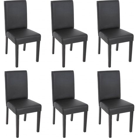 Juego de 6 sillas de comedor sintéticas negro mate con patas oscuras CDS04235 (1/5)
