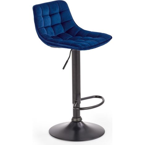 Silla de barra Houston 964, Azul oscuro, 84x43x44cm, Tapiz, Metálico (1/5)