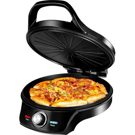 Four à pizza noir portable 1000W avec pierre réfractaire