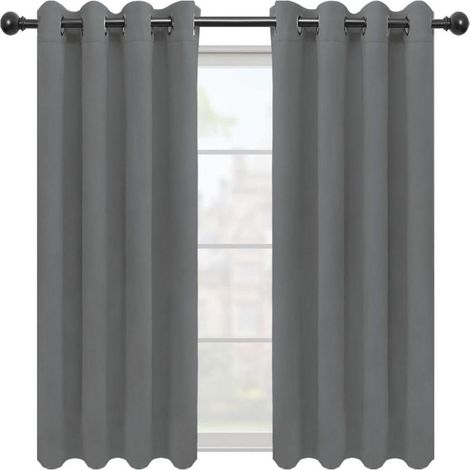Rideaux occultants gris - Isolation thermique - Oeillet - 2 pièces - Chambre et salon gris (1/5)