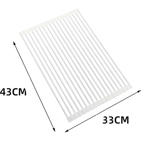 Tuyau de vidange de vaisselle pliable en silicone revêtu d'acier inoxydable 43 33 cm tuyau rond blanc (1/2)