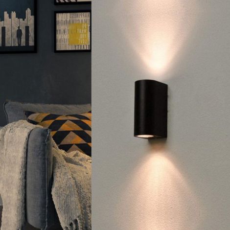 Applique Murale Noire LED IP44 double faisceau GU10 - SILAMP