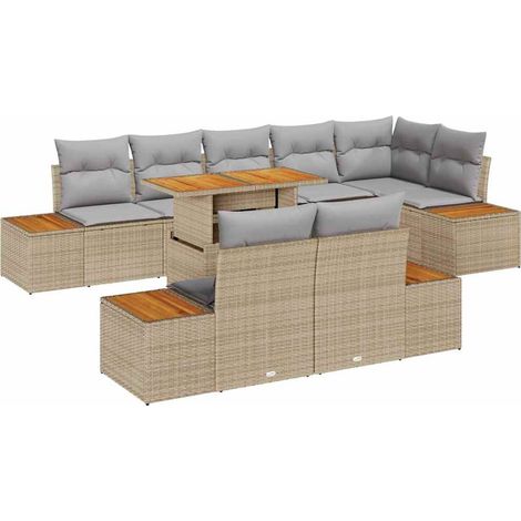 Garden Sofa Set 9 pcs Beige and Grey vidaXL (1/5)