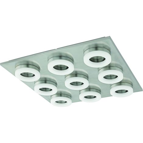 Lampe de plafond carrée Palena 9 faux en nickel - 78689
