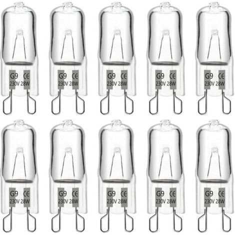 Ampoule halogène G9 28 W 230 V, 370 lm 2700 K blanc chaud à intensité variable, ampoules à capsule G9, pour lustres, éclairages de paysage, appliques murales, éclairage d'armoire, lot de 10 (1/4)