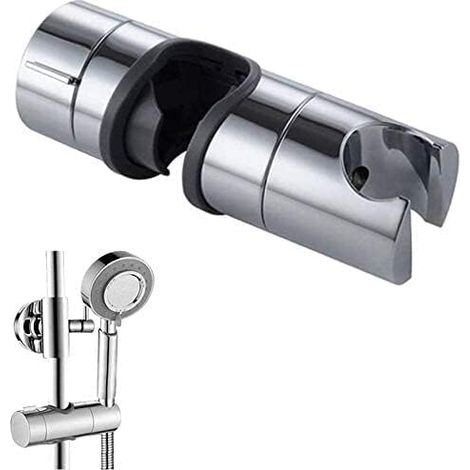 Supporto doccia regolabile per asta scorrevole, plastica ABS cromata, diametro da 18 a 25 mm