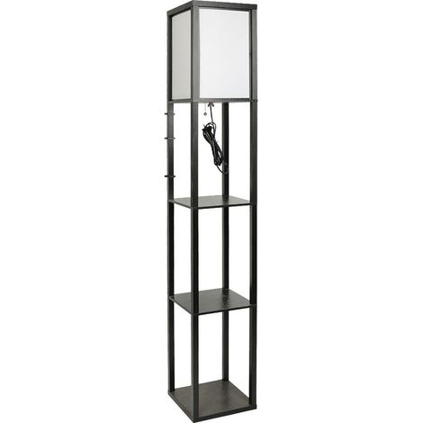 Lampe sur pied, lampadaire, 3 étages, lumière moderne, HxLxP 159 x 26 x 26 cm, noir (1/5)