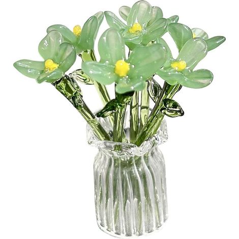 1 Bouquet de fleurs en verre avec vase et mini fleurs soufflées à la main pour la décoration du salon - N (1/4)