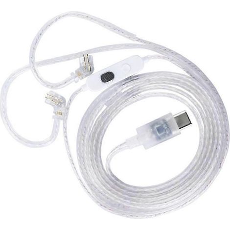 Câble de casque audio haute fidélité double parallèle en cuivre de haute pureté plaqué argent avec prise Type-C plaquée or. (1/5)