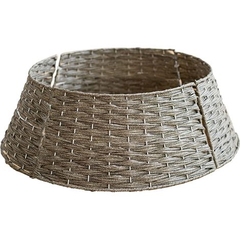 Décoration d'arbre de Noël Panier d'arbre de Base Ins Nordic Vintage Base Décorative Panier d'arbre Jupe d'arbre Cadre Rond Clôture Plantes de Pied d'arbre (Gris) (1/5)