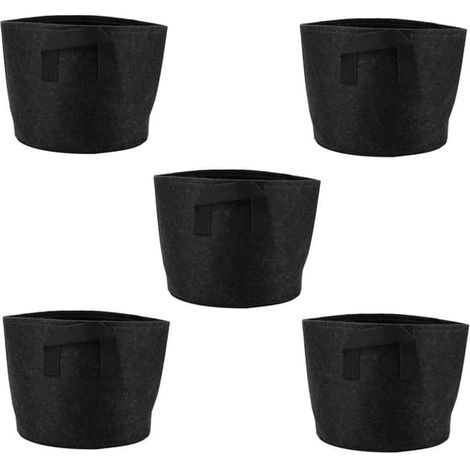 Lot de 5 sacs de culture de 3 gallons (11,4 litres) en tissu non tissé, pots de jardin pour légumes, pommes de terre, tomates et fleurs, noirs. (1/5)