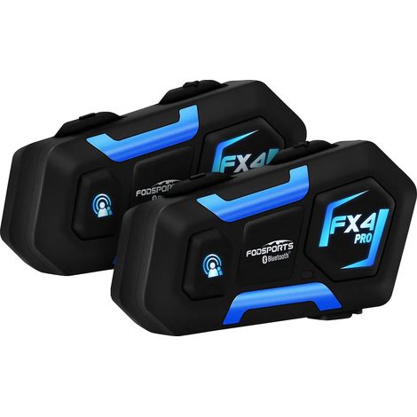Interfono Bluetooth per casco, portata massima 1000 m, fino a 4 motociclisti, design impermeabile, radio FM, batteria integrata da 850 mAh. (1/5)